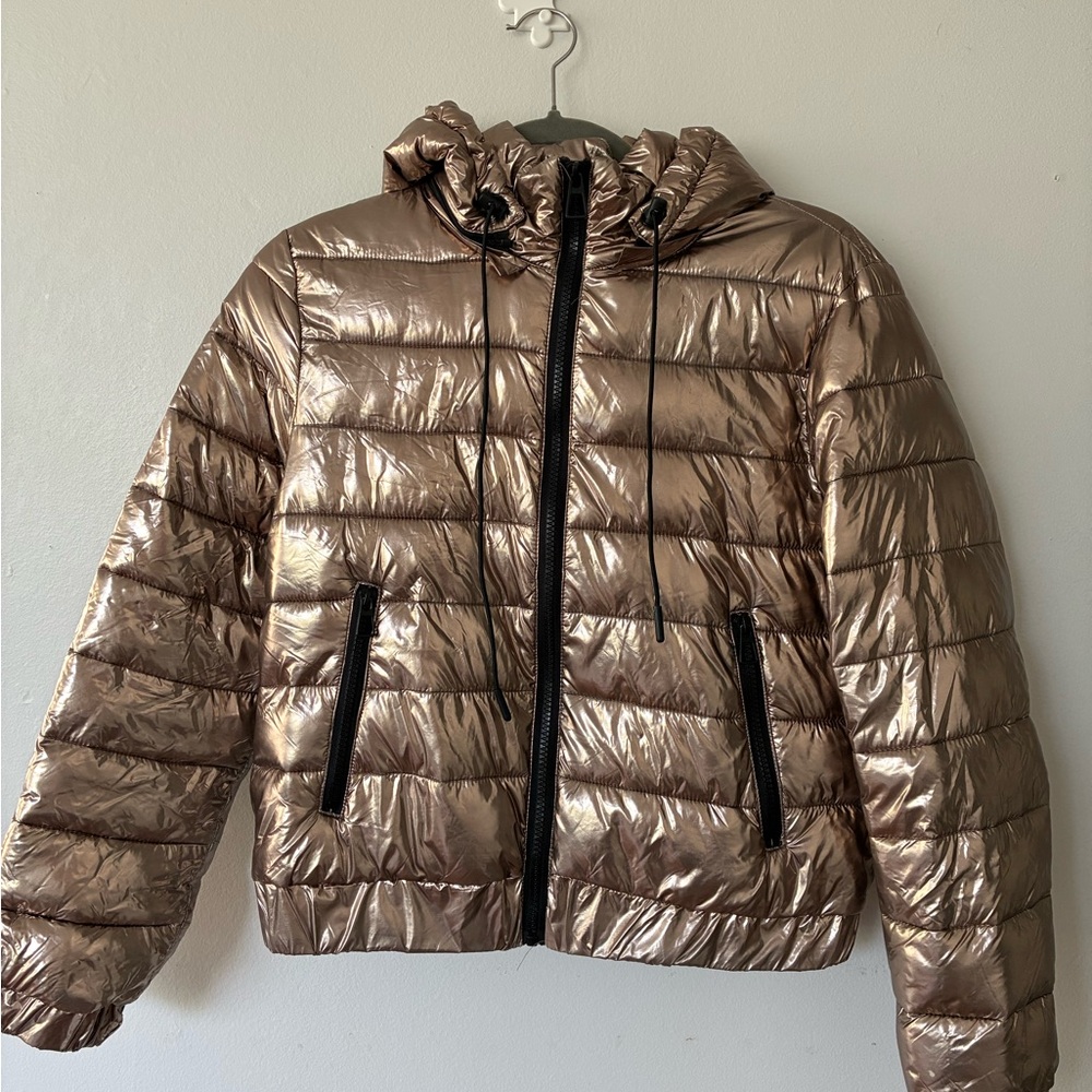 Metallic Bronze Women's Puffer Jacket - Size S